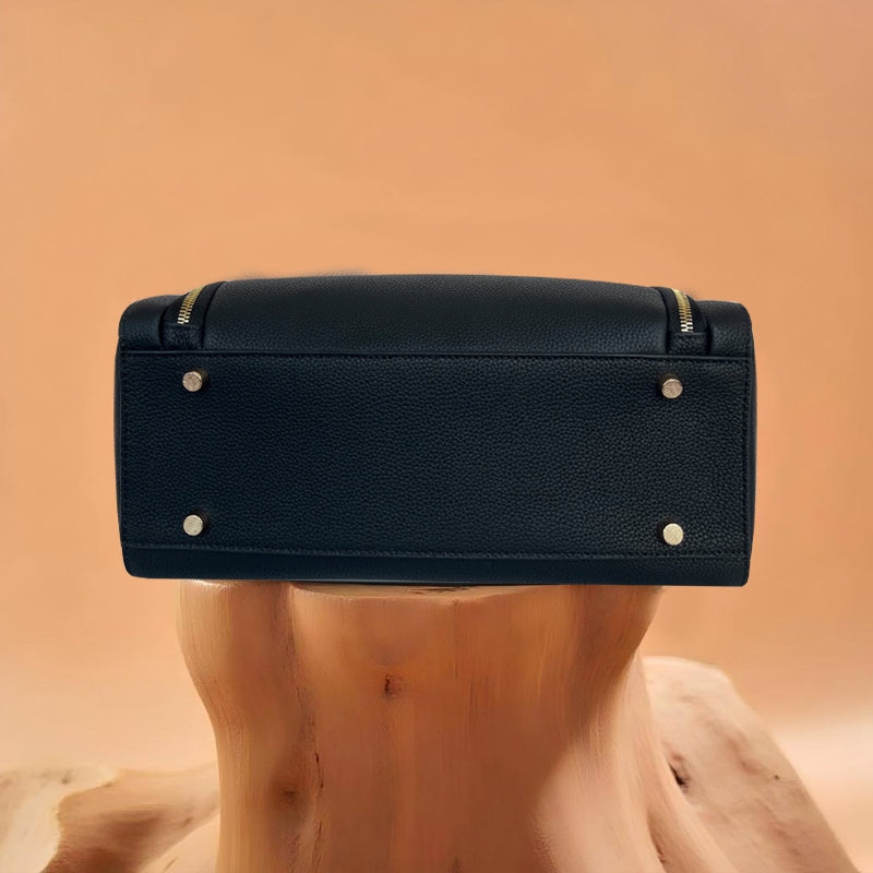 Le Tote Bag L'Élégant en Cuir Togo - Noir