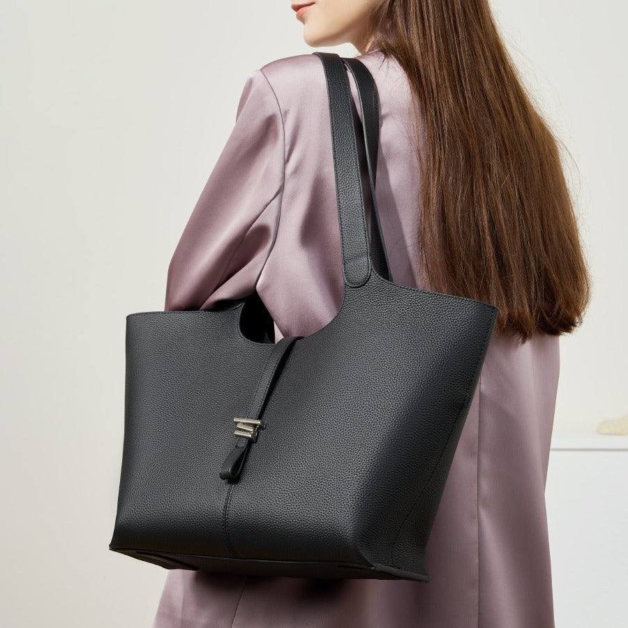Genuine Leather Square Tote Bag for Women – Urban Minimalist Handbag