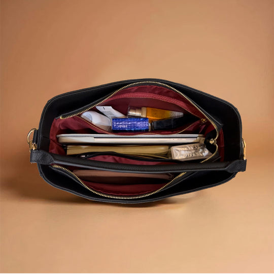 Le Tote Bag L'Élégant en Cuir Togo - Noir