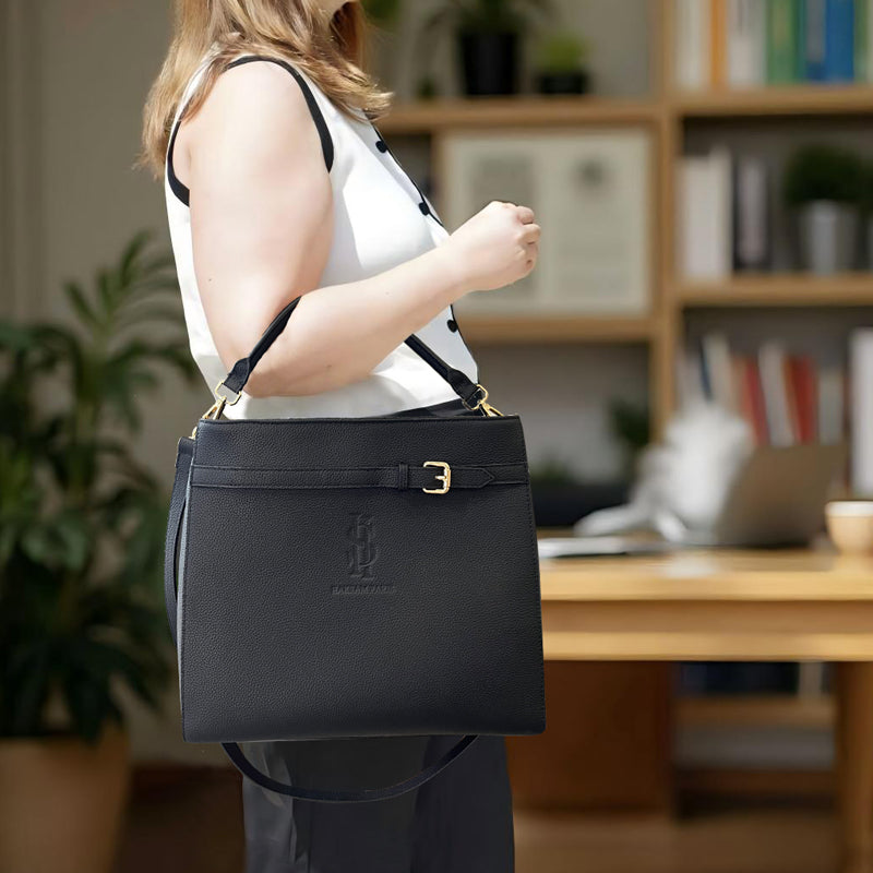 Le Tote Bag L'Élégant en Cuir Togo - Noir